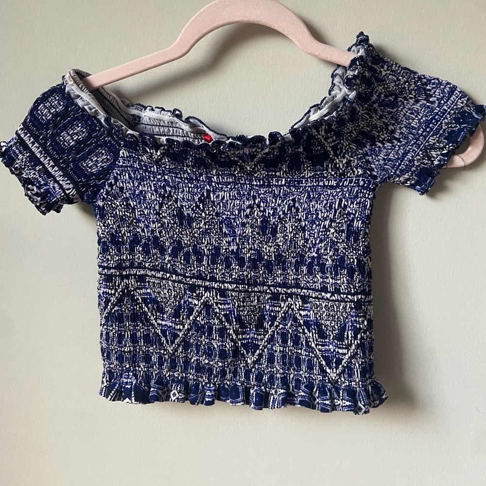 Navy Blue Textured Women's Top